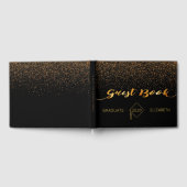 Afstuderen zwarte gouden confetti gastenboek (Volledig)