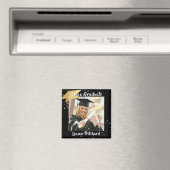 Afstuderen zwarte gouden Pet Penseel Script-fotost Magneet (Insitu (Vaatwasser))