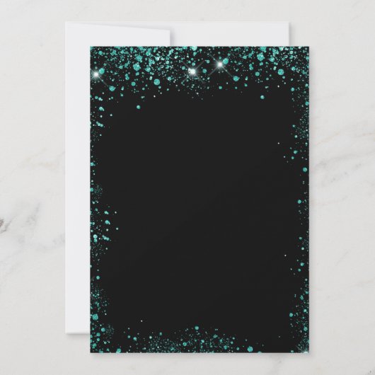 Afstuderen zwarte groene blauwgroen glitter luxe kaart (Achterkant)
