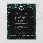 Afstuderen zwarte groene blauwgroen uitnodiging vo flyer (Voorkant)