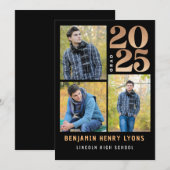 Afstuderen zwarte klasse van 2025 afdrukbaar kaart (Voorkant / Achterkant)