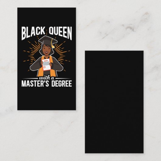 Afstuderen zwarte koningin Afstuderen mastergraad Visitekaartje (Voorkant / Achterkant)