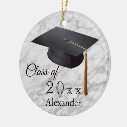 Afstuderen zwarte marmer, speciaal gepersonaliseer keramisch ornament (Links)