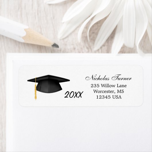 Afstuderen zwarte mortier pet Etiket (Insitu)