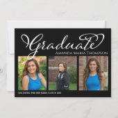 Afstuderen zwarte multi-fotokalligrafie kaart (Voorkant)