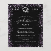 Afstuderen zwarte paarse glitterstof (Voorkant)