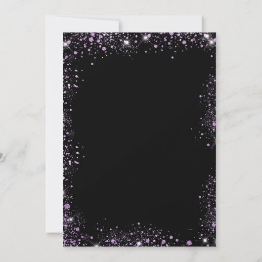 Afstuderen zwarte paarse violet glitter luxe kaart (Achterkant)