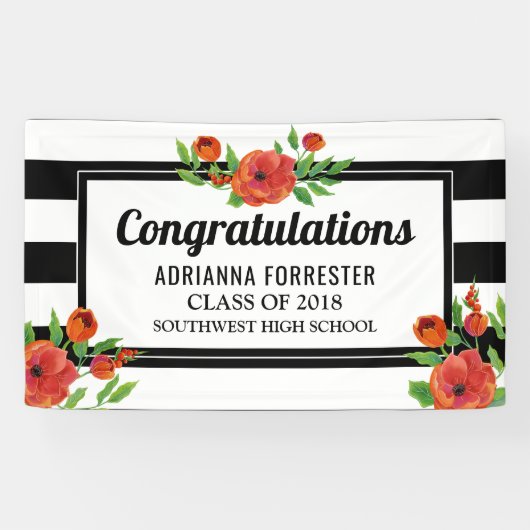 Afstuderen zwarte pony's spandoek (Horizontaal)