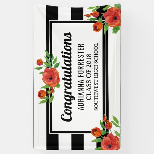 Afstuderen zwarte pony's spandoek (Verticaal)