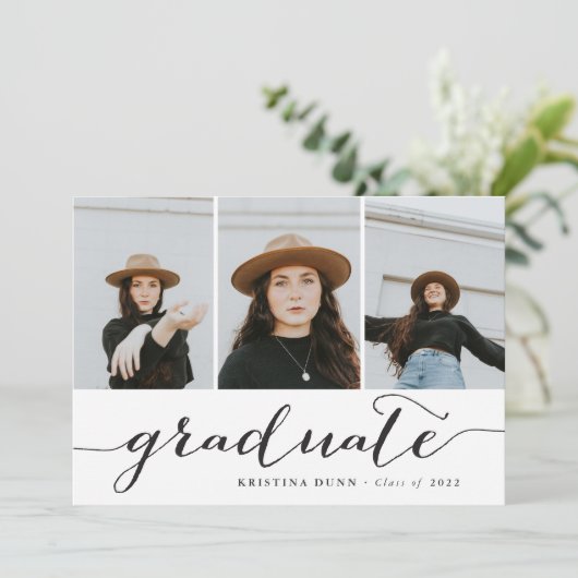Afstuderen zwarte-scriptfotocollage | AFSTUDEREN Kaart (Staand voorkant)