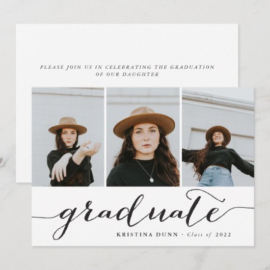 Afstuderen zwarte-scriptfotocollage | AFSTUDEREN Kaart (Voorkant / Achterkant)