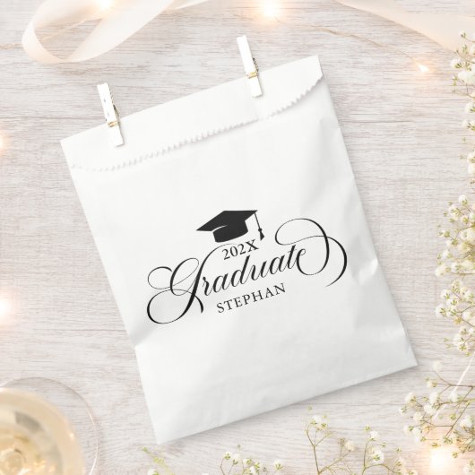 Afstuderen zwarte scripttypografie bedankzakje (Geknipt)