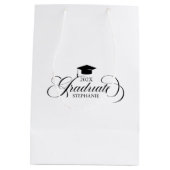 Afstuderen zwarte scripttypografie medium cadeauzakje (Achterkant)