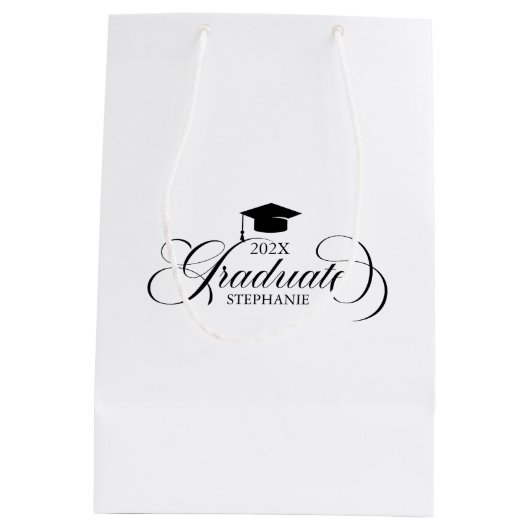 Afstuderen zwarte scripttypografie medium cadeauzakje (Achterkant)