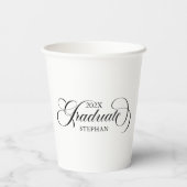 Afstuderen zwarte scripttypografie papieren bekers (Achterkant)