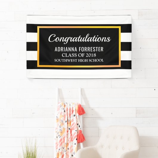 Afstuderen zwarte strepen spandoek (Insitu)