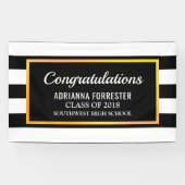 Afstuderen zwarte strepen spandoek (Horizontaal)