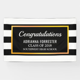 Afstuderen zwarte strepen spandoek