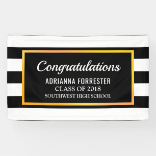 Afstuderen zwarte strepen spandoek