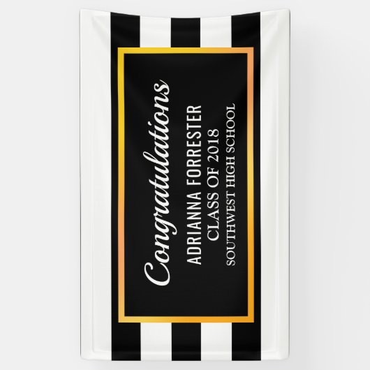 Afstuderen zwarte strepen spandoek (Verticaal)