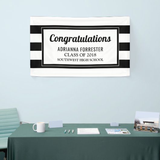 Afstuderen zwarte strepen spandoek (Beurs)