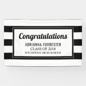 Afstuderen zwarte strepen spandoek (Horizontaal)