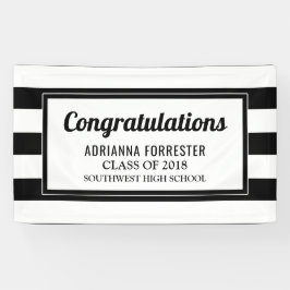 Afstuderen zwarte strepen spandoek