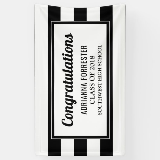 Afstuderen zwarte strepen spandoek (Verticaal)