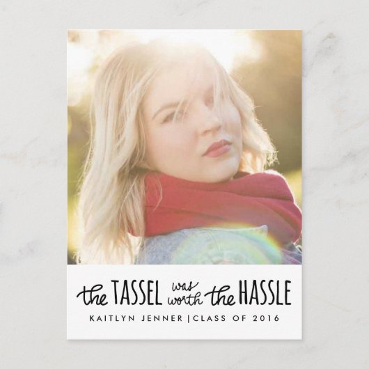 Afstuderen zwarte typografie | De datumfoto opslaa Aankondigingskaart (Voorkant)