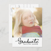 Afstuderen zwarte typografie | De datumfoto opslaa Aankondigingskaart (Voorkant / Achterkant)