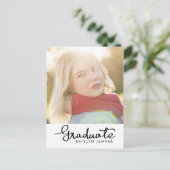 Afstuderen zwarte typografie | De datumfoto opslaa Aankondigingskaart (Staand voorkant)