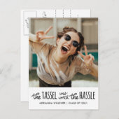 Afstuderen zwarte Typografie | Sla de datum foto o Aankondigingskaart (Voorkant / Achterkant)