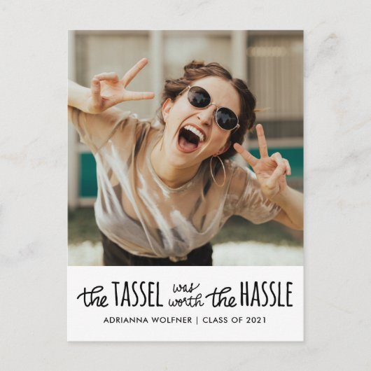 Afstuderen zwarte Typografie | Sla de datum foto o Aankondigingskaart (Voorkant)