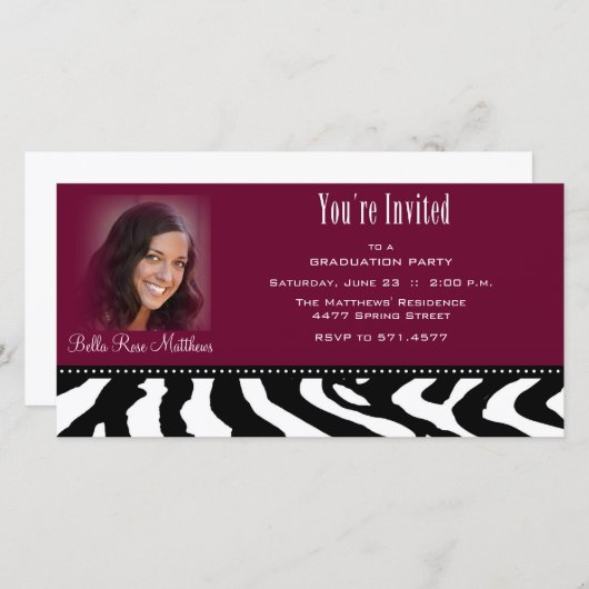 Afstuderen zwarte Zebra Aankondiging (Voorkant / Achterkant)