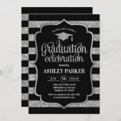 Afstuderen — Zwarte zilverstrepen strepen Kaart (Voorkant / Achterkant)
