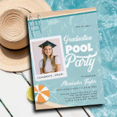 Afstuderen Zwembad Party Modern Summer Elegant Fot Kaart
