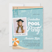 Afstuderen Zwembad Party Modern Summer Elegant Fot Kaart (Voorkant)
