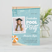 Afstuderen Zwembad Party Modern Summer Elegant Fot Kaart (Staand voorkant)