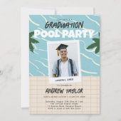 Afstuderen Zwembad Party Zomer Elegante Foto Kaart (Voorkant)