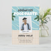 Afstuderen Zwembad Party Zomer Elegante Foto Kaart (Staand voorkant)