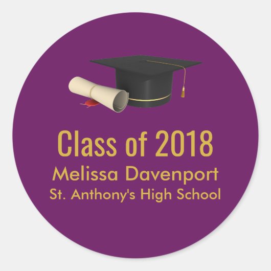 Afstudiepunten en diploma van de Paarse klasse 20X Ronde Sticker (Voorkant)