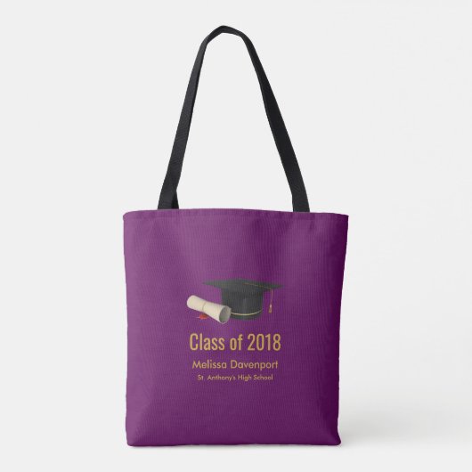 Afstudiepunten en diploma van de Paarse klasse 20X Tote Bag (Achterkant)