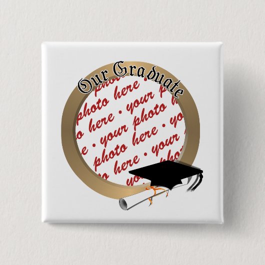 Afstuifkast met goudLijst Vierkante Button 5,1 Cm (Voorkant)