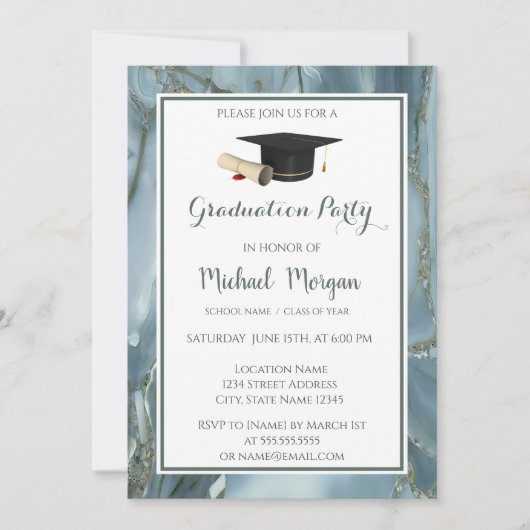 Afstuivingslampje, Stone Graduation Party Kaart (Voorkant)