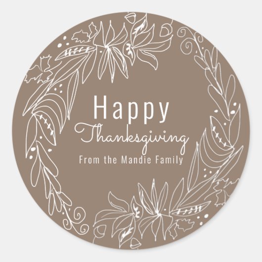 Aftakking van de Thanksgiving met hand getrokken i Ronde Sticker (Voorkant)