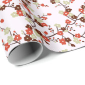 Aftakkingen van rode kleine bloemen in bloesems cadeaupapier (Rol Hoek)