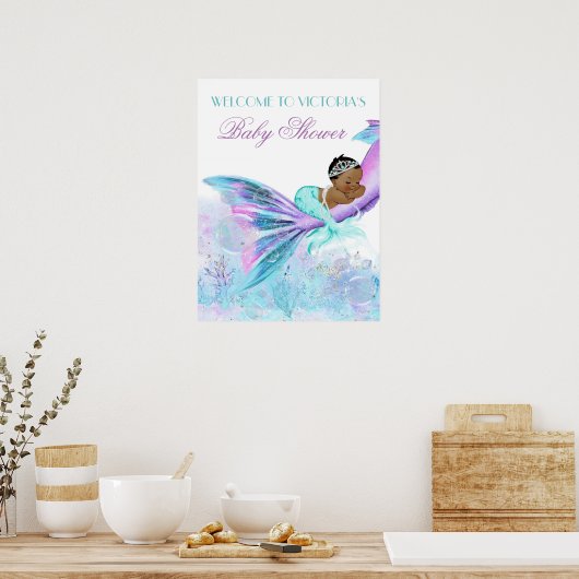 Aftekening Baby shower Mermaid Tail Poster (Keuken)