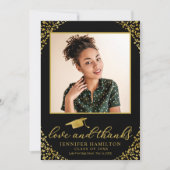 Aftekenmuts Afstuderen 'Love & Thanks' Goud Folie  Kaart (Voorkant)
