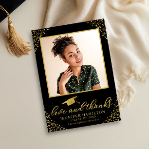 Aftekenmuts Afstuderen 'Love & Thanks' Goud Folie  Kaart