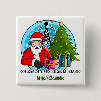 Aftellen2.Button voor kerstradio-Square Vierkante Button 5,1 Cm